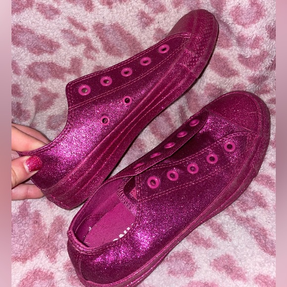 Women's Pink Glitter Low Top Coverse Size 6 - Picture 7 of 10